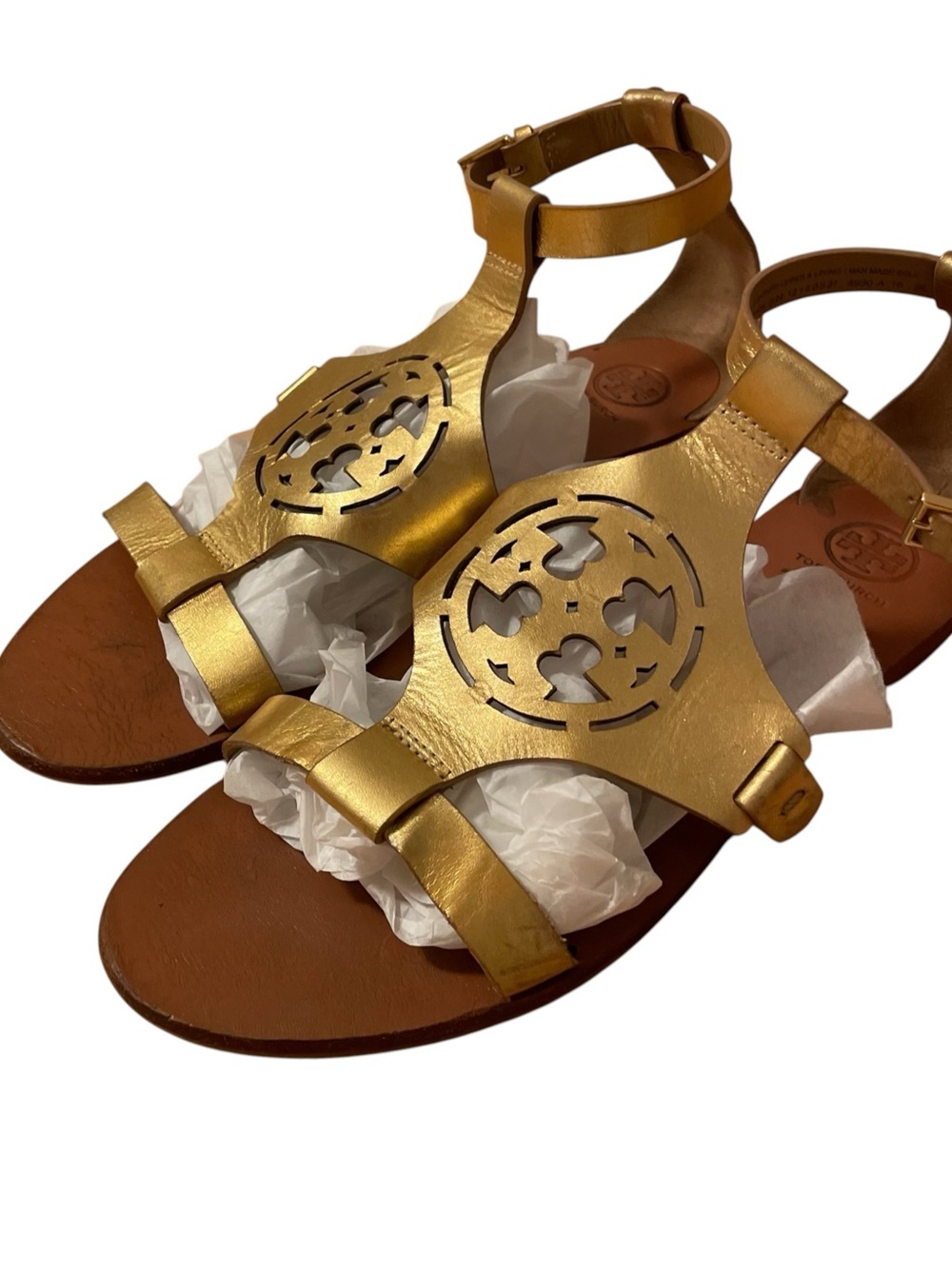 Tory Burch Gold Leather Upper Sandals size 9m - Picture 9 of 12